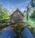 Bootshaus am Obersee lake in Berchtesgaden National Park, Alps Germany Royalty Free Stock Photo