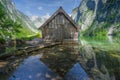 Bootshaus am Obersee lake in Berchtesgaden National Park, Alps Germany Royalty Free Stock Photo