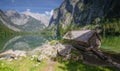 Bootshaus am Obersee lake in Berchtesgaden National Park, Alps Germany Royalty Free Stock Photo