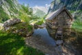 Bootshaus am Obersee lake in Berchtesgaden National Park, Alps Germany Royalty Free Stock Photo