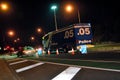 Booze Bus -Random breath test police vehicle on a major road at night-Melbourne