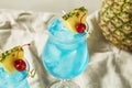 Boozy Blue Hawaii Hurricane Cocktail