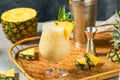 Boozy Cold Pineapple Painkiller Cocktail Royalty Free Stock Photo