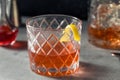 Boozy Refreshing Rye Whiskey Sazerac Cocktail