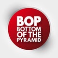 BOP - Bottom of the Pyramid acronym, business concept background
