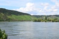 Boppard, Germany - 08 24 2021: Middle Rhine valley vineyards, steep hill wine Royalty Free Stock Photo