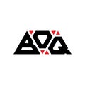 BOQ triangle letter logo design with triangle shape. BOQ triangle logo design monogram. BOQ triangle vector logo template with red Royalty Free Stock Photo