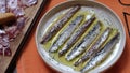 Boquerones, anchovies marinated in vinegar Royalty Free Stock Photo