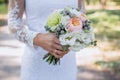 Boquet of flowers in bride hand Royalty Free Stock Photo