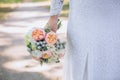 Boquet of flowers in bride hand Royalty Free Stock Photo