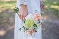 Boquet of flowers in bride hand Royalty Free Stock Photo