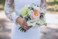 Boquet of flowers in bride hand Royalty Free Stock Photo