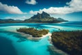 Bora Bora Aerial view. Tahiti, French Polynesia.generative ai