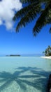 Bora bora and the blue lagoon with cristalline water in the front, french polynesia