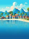 Bora Bora Bliss: Abstract Travel Poster of Polynesian Paradise