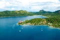 Bora Bora, French Polynesia, aerial view of island in the South Pacific Ocean