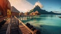 Bora Bora French Polynesia travel photography - made with Generative AI tools Royalty Free Stock Photo