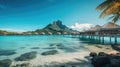 Bora Bora French Polynesia travel photography - made with Generative AI tools Royalty Free Stock Photo