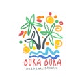 Bora Bora island logo template original design, exotic summer holiday badge, label for a travel agency, element for