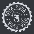 Bora Bora Island Map Seal. Silhouette Postal Passport Stamp. Round Vector Icon Postmark.