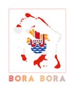 Bora Bora Logo. Map of Bora Bora with island name.