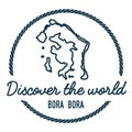 Bora Bora Map Outline. Vintage Discover the World.