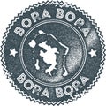 Bora Bora map vintage stamp.