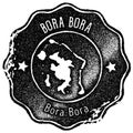 Bora Bora map vintage stamp.