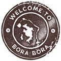 Bora Bora map vintage stamp.