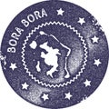 Bora Bora map vintage stamp.