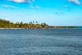 Bora Bora overwater-bungalows of luxury hotel, resort, blue sea Royalty Free Stock Photo