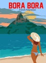 Bora Bora french Polynesia poster , best illustration