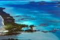 Bora bora french polynesia aerial airplane view luxury resort overwater Royalty Free Stock Photo