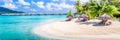 Bora Bora Island, French Polynesia. Web banner in panoramic view Royalty Free Stock Photo