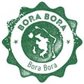 Bora Bora map vintage stamp.
