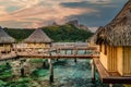 Sunset - Overwater hotel rooms at Bora Bora Tahiti