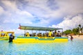 People on the boat going to a submarine tour in Boracay beach Royalty Free Stock Photo