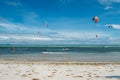 Boracay island, Philippines - November 2016: strong wind at Bulabog beach, kiteboarding and windsurfing