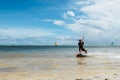 Boracay island, Philippines - November 2016: strong wind at Bulabog beach, kiteboarding and windsurfing