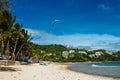 Boracay island, Philippines - November 2016: strong wind at Bulabog beach, kiteboarding and windsurfing