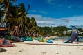 Boracay island, Philippines - November 2016: strong wind at Bulabog beach, kiteboarding and windsurfing