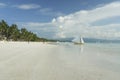 Boracay island white beach sail boat philippines Royalty Free Stock Photo