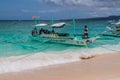 BORACAY, PHILIPPINES - FEBRUARY 2, 2018: Bangka paraw , double-outrigger boat at Boracay island, Philippin
