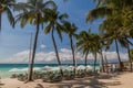 BORACAY, PHILIPPINES - FEBRUARY 1, 2018: Deck chairs at the White Beach at Boracay island, Philippin Royalty Free Stock Photo