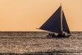 BORACAY, PHILIPPINES - FEBRUARY 1, 2018: Evening view of a bangka paraw , double-outrigger boat, Boracay island