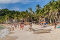 BORACAY, PHILIPPINES - FEBRUARY 1, 2018: People at the White Beach on Boracay island, Philippin Royalty Free Stock Photo