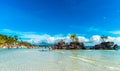 BORACAY, PHILIPPINES - FEBRUARY 28, 2018: Willy`s rock on the beach. Copy space for text