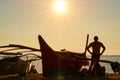 Boracay, Philippines - Jan 25, 2020: Sunset on Boracay island. Sailing and other traditional boats with tourists on the Royalty Free Stock Photo