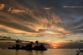 Scenic sunset at Willy Rock. White beach, station one. Boracay. Western Visayas. Philippines Royalty Free Stock Photo