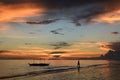 White beach, station one, at sunset. Boracay island. Aklan. Western Visayas. Philippines Royalty Free Stock Photo